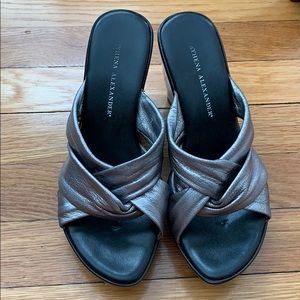 Silver and Black Athena Alexander Wedges